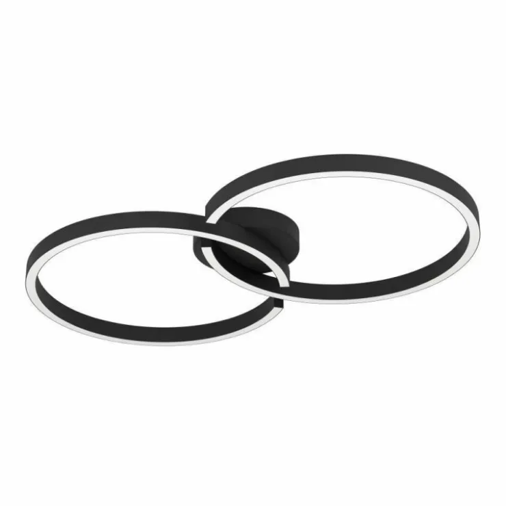 Luminaires Eglo Éclairage Led|Plafonnier Eglo AMANDOLO LED Noir, 1 lumière, Télécommandes, Changeur de couleurs
