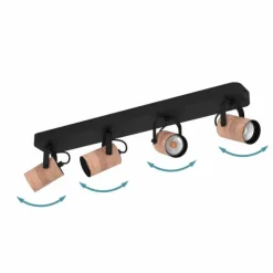 Luminaires Eglo Spots Et Projecteurs|Plafonnier Eglo CAYUCA LED Noir, 4 lumières