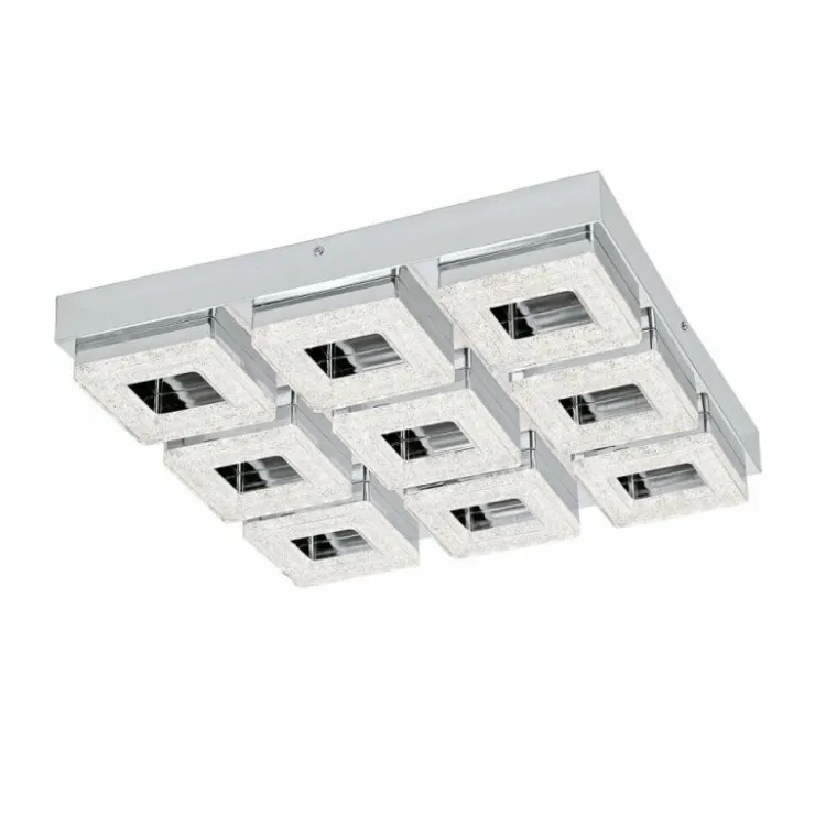 Luminaires Eglo Éclairage Led|Plafonnier Eglo FRADELO LED Chrome, Aspect cristal, 9 lumières