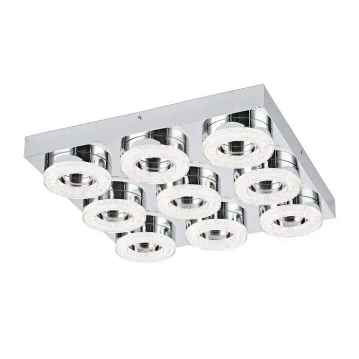Luminaires Eglo Éclairage Led|Plafonnier Eglo FRADELO LED Chrome, Aspect cristal, 9 lumières
