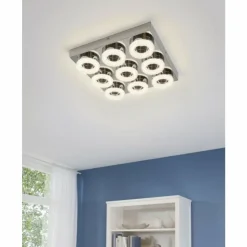 Luminaires Eglo Éclairage Led|Plafonnier Eglo FRADELO LED Chrome, Aspect cristal, 9 lumières