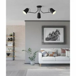 Luminaires Eglo Plafonniers|Plafonnier Eglo LORETO Noir, Blanc, 3 lumières