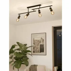 Luminaires Eglo Spots Et Projecteurs|Plafonnier Eglo LURONE Laiton, Noir, 4 lumières