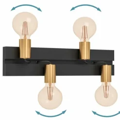 Luminaires Eglo Plafonniers|Plafonnier Eglo MACCHIONE Laiton, Noir, 4 lumières