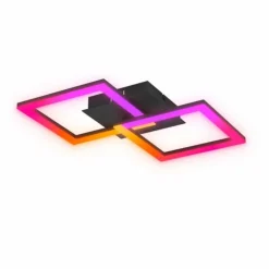 Luminaires Eglo Éclairage Led|Plafonnier Eglo RGBIC LED Noir, 2 lumières, Télécommandes, Changeur de couleurs