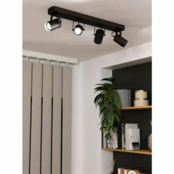 Luminaires Eglo Spots Et Projecteurs|Plafonnier Eglo SOREGO LED Noir, 4 lumières