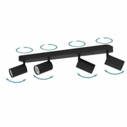 Plafonnier Eglo TELIMBELA-Z LED Noir, 4 lumières, Changeur de couleurs