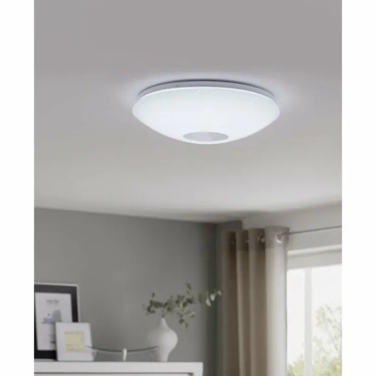 Luminaires Eglo Éclairage Led|Plafonnier Eglo VOLTAGO 2 LED Aspect cristal, Blanc, 1 lumière, Télécommandes