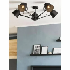 Luminaires Eglo Plafonniers|Plafonnier Eglo-Leuchten BASURTU Noir, 5 lumières