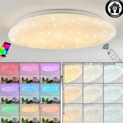 Plafonnier Esgos LED Blanc, 1 lumière, Télécommandes