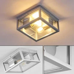 plafonnier extérieur Kiwalik Argenté, 2 lumières