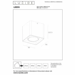plafonnier extérieur Lucide LEEDS LED Noir, 1 lumière