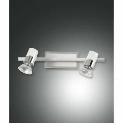 Luminaires Fabas Luce Plafonniers|Plafonnier Fabas Luce Alice Chrome, Blanc, 2 lumières