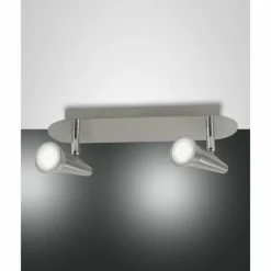 Luminaires Fabas Luce Spots Et Projecteurs|Plafonnier Fabas Luce Niko LED Nickel mat, 2 lumières