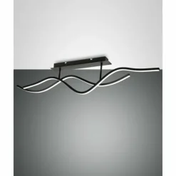 Luminaires Fabas Luce Éclairage Led|Plafonnier Fabas Luce Sinuo LED Noir, 2 lumières