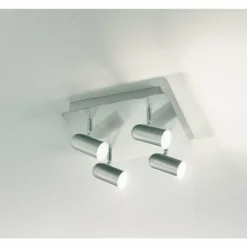 Luminaires Fabas Luce Éclairage Led|Plafonnier Fabas Luce Spotty LED Nickel mat, 4 lumières