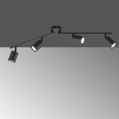 Luminaires Fischer & Honsel Spots Et Projecteurs|Plafonnier Fischer-Honsel Vano Noir, 4 lumières