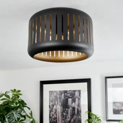 hofstein Plafonniers|Plafonnier Fournie Noir, 1 lumière