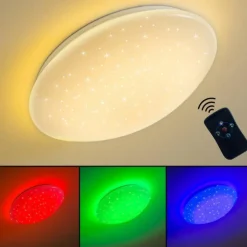 hofstein Éclairage Led|Plafonnier FOXES LED Blanc, 1 lumière, Télécommandes, Changeur de couleurs