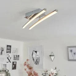 hofstein Éclairage Led|Plafonnier Georgina LED Chrome, 2 lumières
