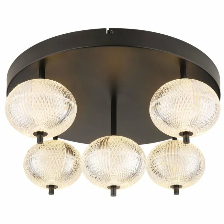 Luminaires Globo Lighting Éclairage Led|Plafonnier Globo AIDA LED Noir, 5 lumières