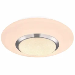 Luminaires Globo Lighting Éclairage Led|Plafonnier Globo CANDIDA LED Nickel mat, Blanc, 1 lumière, Télécommandes, Changeur de couleurs