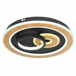 Plafonnier Globo CHESSY LED Couleur bois, Noir, Blanc, 1 lumière, Télécommandes