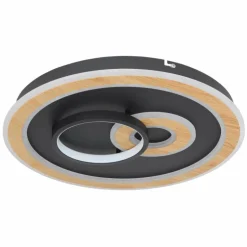 Plafonnier Globo CHESSY LED Couleur bois, Noir, Blanc, 1 lumière, Télécommandes
