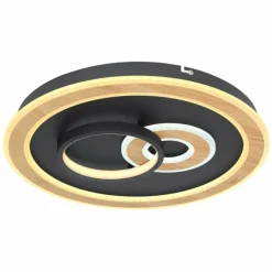 Plafonnier Globo CHESSY LED Couleur bois, Noir, Blanc, 1 lumière, Télécommandes
