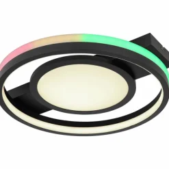 Luminaires Globo Lighting Éclairage Led|Plafonnier Globo GISELL LED Noir, 1 lumière, Télécommandes, Changeur de couleurs
