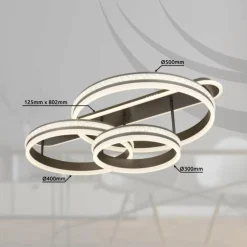 Luminaires Globo Lighting Éclairage Led|Plafonnier Globo GROUNI LED Titane, 1 lumière, Télécommandes