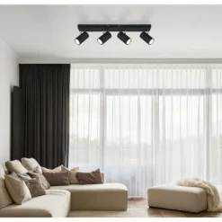 Luminaires Globo Lighting Spots Et Projecteurs|Plafonnier Globo ROBBY Noir, 4 lumières