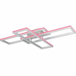 Luminaires Globo Lighting Éclairage Led|Plafonnier Globo SALMOS LED Aluminium, Gris, Argenté, 2 lumières, Télécommandes, Changeur de couleurs