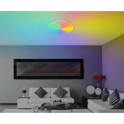 Luminaires Globo Lighting Éclairage Led|Plafonnier Globo SULLY LED Blanc, 1 lumière, Télécommandes, Changeur de couleurs