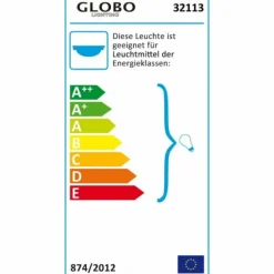 Plafonnier Globo VRANOS Acier inoxydable, Argenté, Blanc, 3 lumières