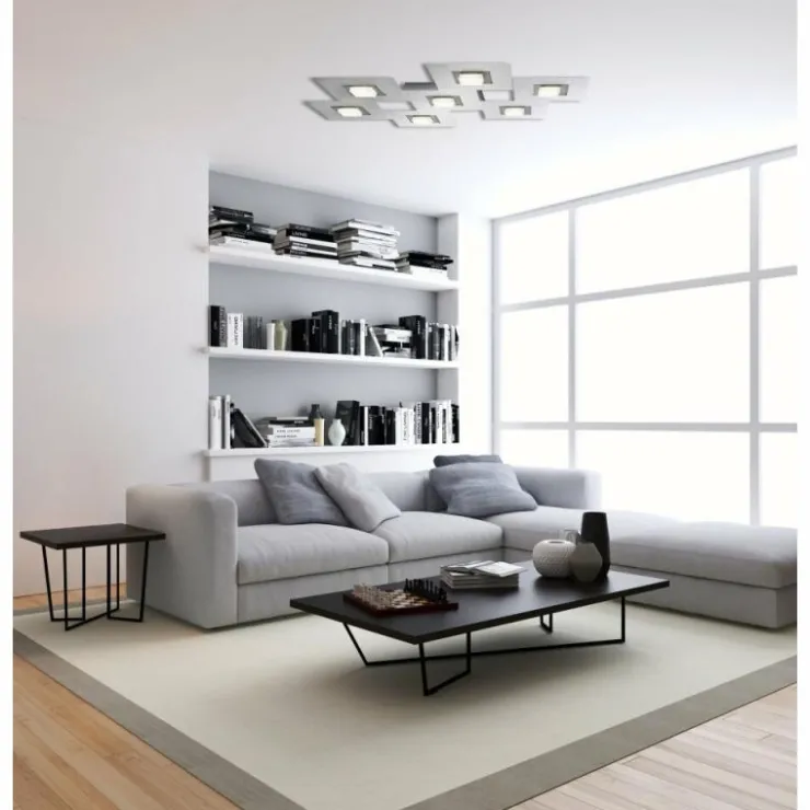 Luminaires Grossmann Éclairage Led|Plafonnier Grossmann KARREE LED Aluminium, Titane, 7 lumières