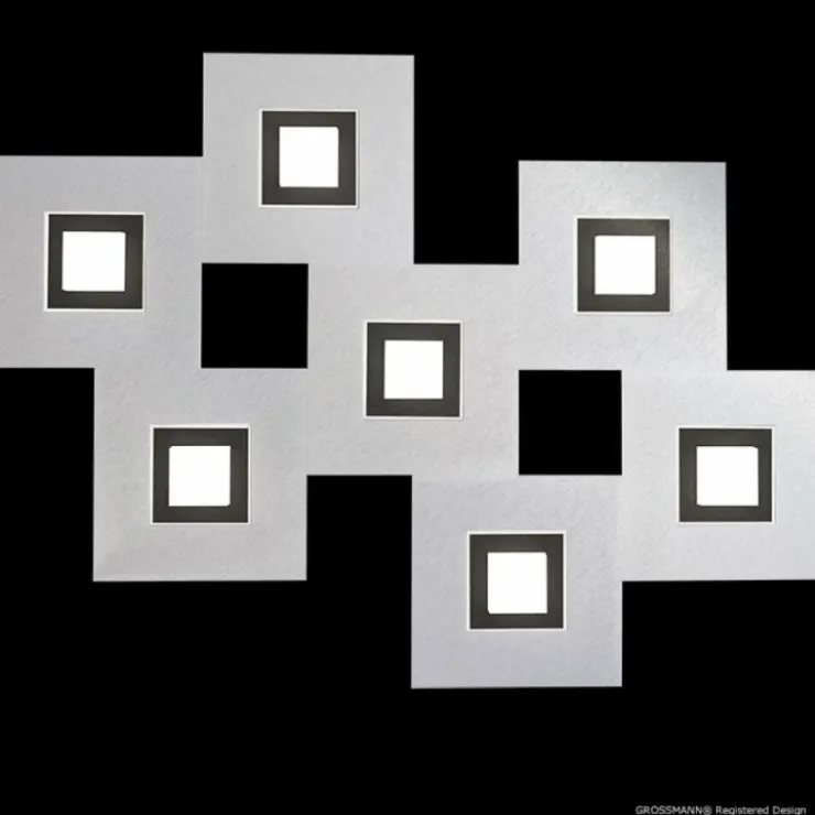 Luminaires Grossmann Éclairage Led|Plafonnier Grossmann KARREE LED Aluminium, Noir, 7 lumières