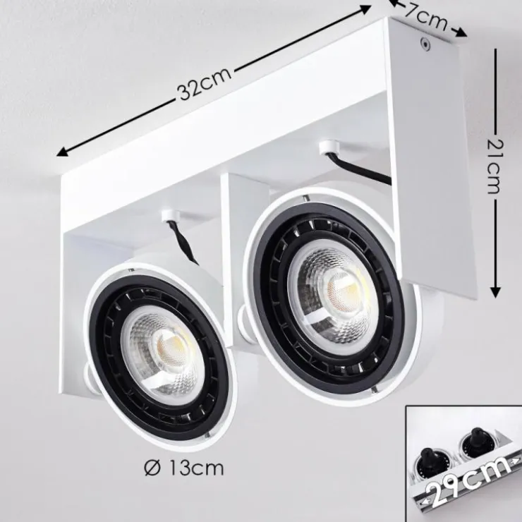 hofstein Spots Et Projecteurs|Plafonnier Grytgol Blanc, 2 lumières