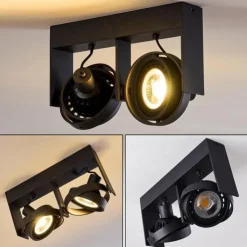 hofstein Spots Et Projecteurs|Plafonnier Grytgol Noir, 2 lumières