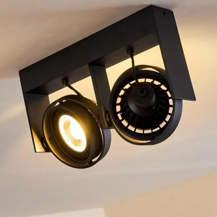 hofstein Spots Et Projecteurs|Plafonnier Grytgol Noir, 2 lumières