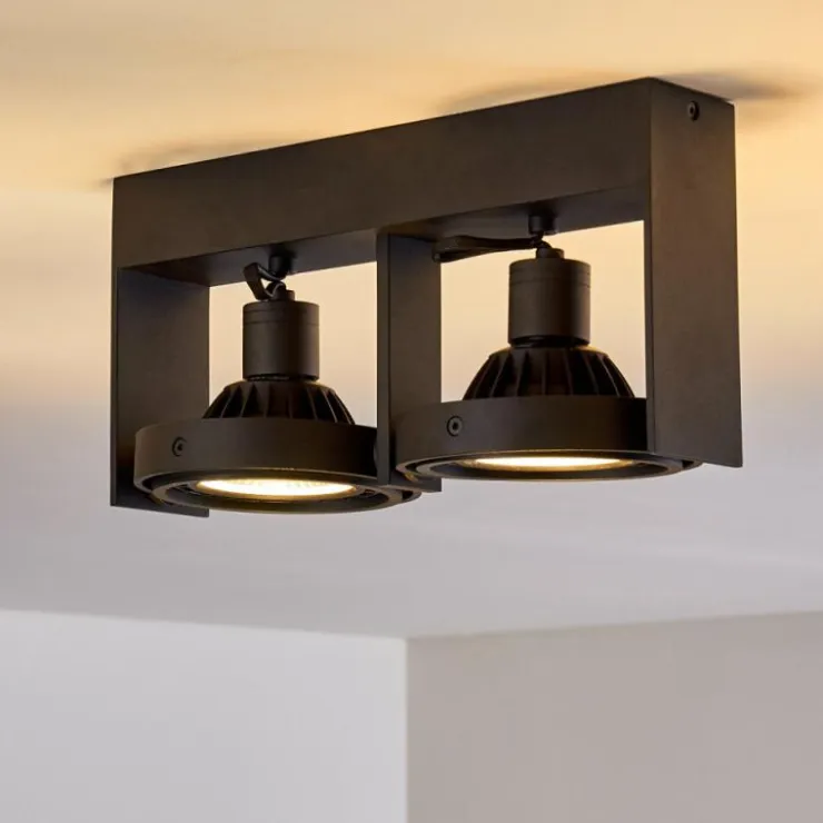 hofstein Spots Et Projecteurs|Plafonnier Grytgol Noir, 2 lumières