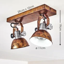 hofstein Spots Et Projecteurs|Plafonnier Gudo Brun, Bronze, 2 lumières