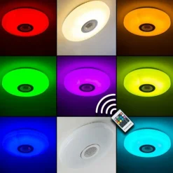 hofstein Éclairage Led|Plafonnier HEMLO LED Blanc, 1 lumière, Télécommandes, Changeur de couleurs