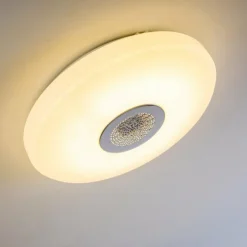 hofstein Éclairage Led|Plafonnier HEMLO LED Blanc, 1 lumière, Télécommandes, Changeur de couleurs