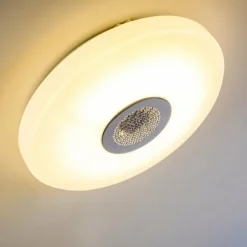 hofstein Éclairage Led|Plafonnier HEMLO LED Blanc, 1 lumière, Télécommandes, Changeur de couleurs