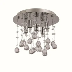 Luminaires Ideallux Plafonniers|Plafonnier Ideal Lux MOONLIGHT Chrome, Aspect cristal, 5 lumières