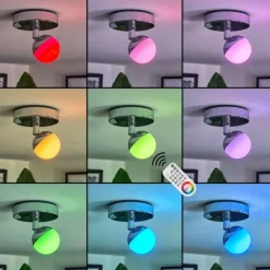 Plafonnier iDual Olivine LED Chrome, 1 lumière, Télécommandes, Changeur de couleurs