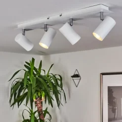 hofstein Spots Et Projecteurs|Plafonnier Javel Chrome, Blanc, 4 lumières