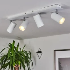hofstein Spots Et Projecteurs|Plafonnier Javel Chrome, Blanc, 4 lumières