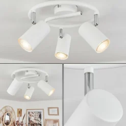 hofstein Spots Et Projecteurs|Plafonnier Javel Chrome, Blanc, 3 lumières